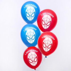 Воздушные шары «С Днём Рождения», Человек-паук, 1 шт., 12"