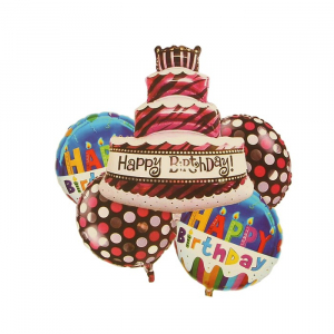 Букет из шаров "С днем рождения", фольга, набор из 5 шт.