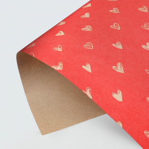 Бумага крафтовая «Сердечки», фон красный, 50 × 70 см