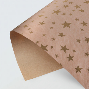 Бумага упаковочная крафтовая «Звезды», золотая краска, 70 × 100 см