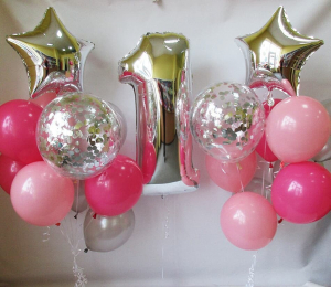 Сет шаров "Первый День рождения", розовый
