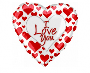 Фольгированный шар Сердце Я люблю тебя (простые красные сердечки) (18"/46 см)