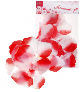 Лепестки роз красно-белые, набор 150 шт