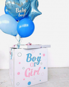 Коробка сюрприз с шарами "Мальчик или девочка?" 2+4 шт, надпись на шар