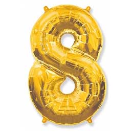 Фольгированный шар (40"/102 см) Цифра, 8, Золотого