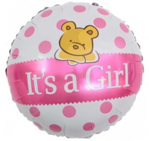 Фольгированный шар "С Рождением Малышки!" (плюшевый мишка), Розовый,