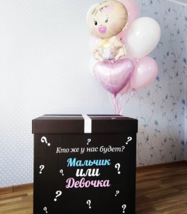 Коробка сюрприз с шарами "Мальчик или девочка?" 2+4 шт