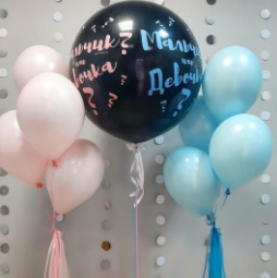 Сет воздушных шаров "Гендерная вечеринка", 1 (шар с конфетти для взрыва) +8 шт 