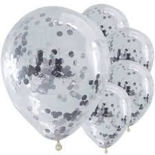Воздушный шар "Прозрачный кристалл с конфетти" серебро