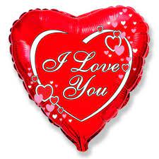Фольгированный шар Сердце "Я люблю тебя  (сердечки)", Красный, 1 шт.