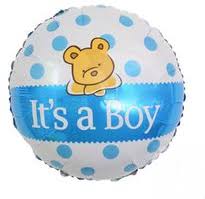 Фольгированный шар "С Рождением Малыша!" (плюшевый мишка), Голубой Круг 18"