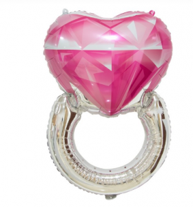 Фольгированный шар "Кольцо с бриллиантом", Розовый, 1 шт., 32"\81 см