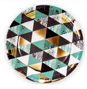 Бумажные тарелки "Мозаика, Бирюзовый", 18 см, 6шт