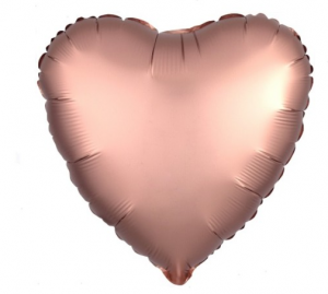 Фольгированный  шар"Сердце" 18" Розовое Золото, Сатин