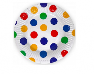 Бумажные тарелки "Разноцветные точки", 7 дюймов, 6шт