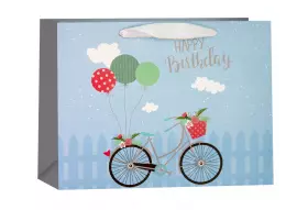 Пакет подарочный, С Днем Рождения (шарики и велосипед), 18*23*10 см, 1 шт.