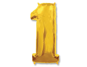 Фольгированный шар цифра 1, (40"/102 см), Золото