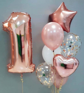 Сет шаров "Первый День рождения", розовое золото
