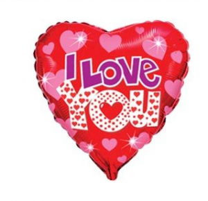 Фольгированный шар Сердце "Я люблю тебя (яркие сердечки)", Красный, 1 шт.