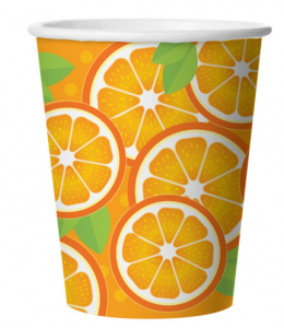 Бумажные стаканчики Апельсин, 250 мл, 6 шт